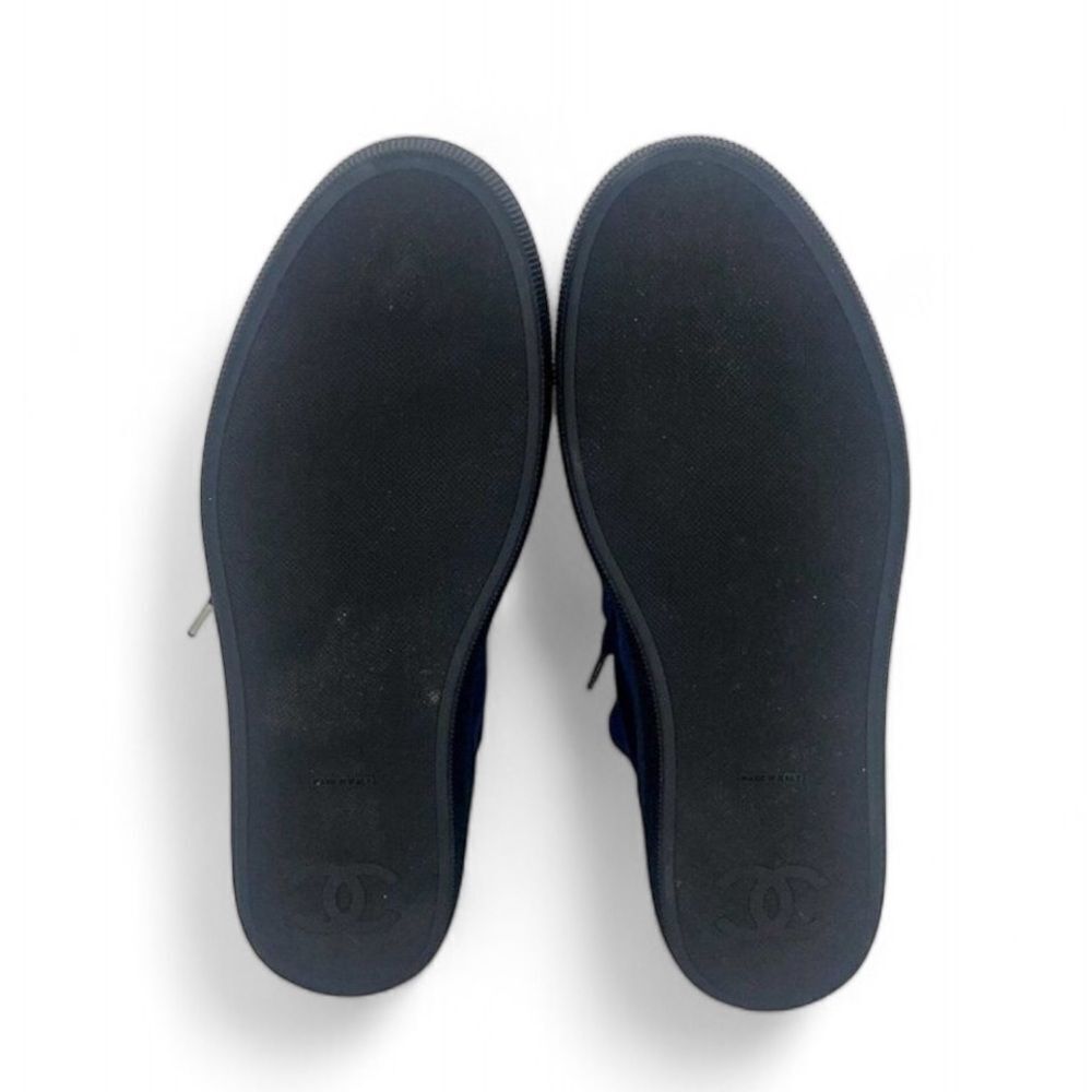 CHANEL Indigo Suede CC Logo Lace-Up Black Cap Toe Sneaker Boots Size EU37 - Picture 11 of 12